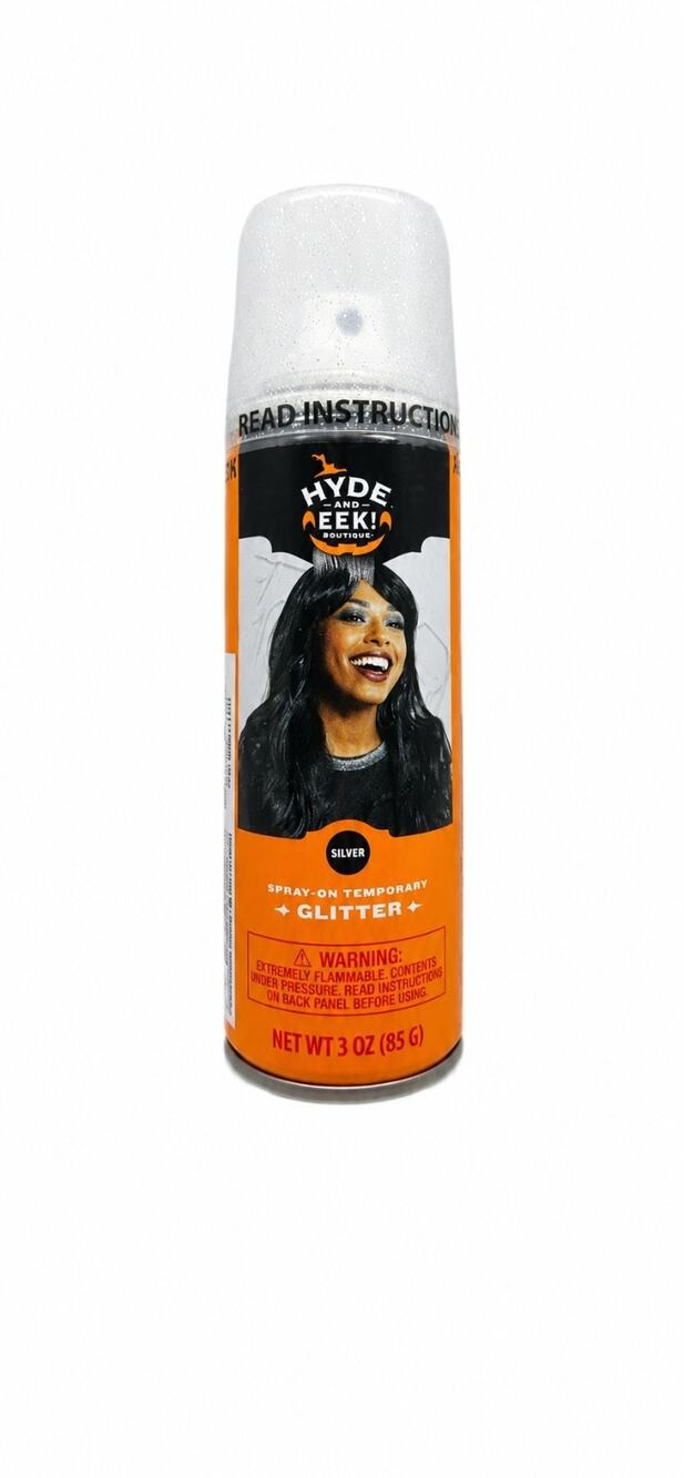 Hyde & EEK! Silver Glitter Hair Spray 3 oz Halloween Costume Washable NEW